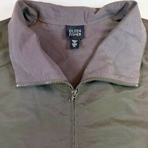 Eileen Fisher Vest Lightweight Gray Cotton Nylon Zip-Up Womens XL Minimalist